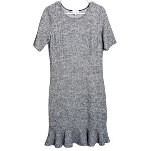 NWOT Leota Tweed Pencil Dress with Ruffled Hem